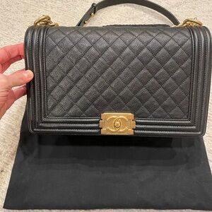 Chanel Black Caviar Boy Bag in Size New Medium